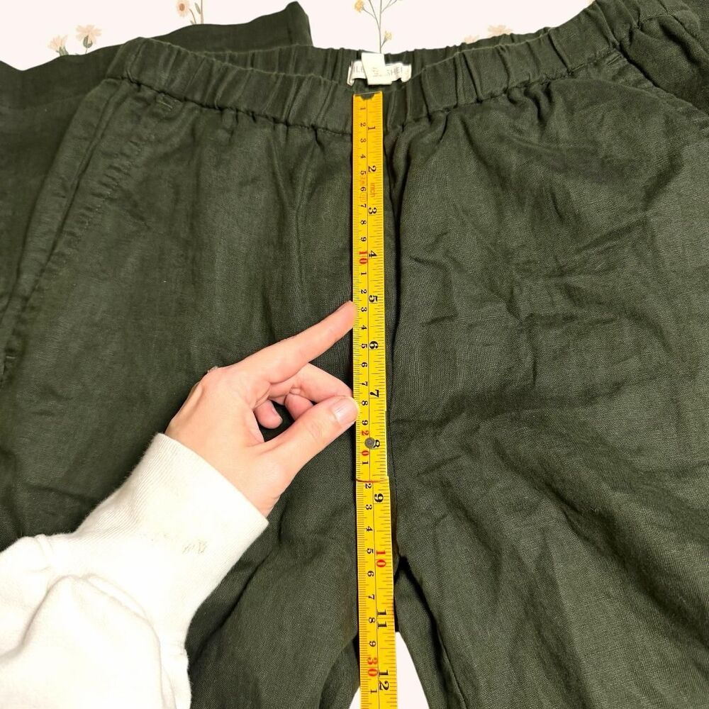 Eileen Fisher Olive / Forest Green 100% Organic Linen Wide-Leg Pants XXS - Picture 6 of 6